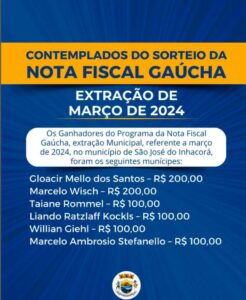 Leia mais sobre o artigo São José do Inhacorá anuncia ganhadores do Nota Fiscal Gaúcha
