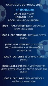 Leia mais sobre o artigo Sábado é dia de rodada do Campeonato de Futsal de Cândido Godói