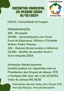 Leia mais sobre o artigo Encontro Municipal da Pessoa Idosa acontece no dia 16 em Boa Vista do Buricá