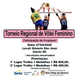 Leia mais sobre o artigo Torneio Regional de Vôlei Feminino movimenta Boa Vista do Buricá no dia 27 de abril
