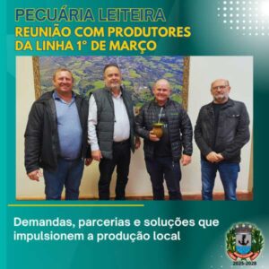 Leia mais sobre o artigo Produtores de leite da Linha Primeiro de Março em Porto Lucena se reúnem com o prefeito Iury Sommer Zabolotsky para discutir melhorias no setor