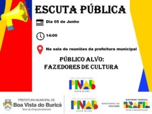 Leia mais sobre o artigo Boa Vista do Buricá convoca artistas e agentes culturais para Oitiva Pública sobre a Política Nacional Aldir Blanc