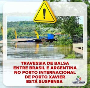 Leia mais sobre o artigo Travessia de balsa no Porto Internacional de Porto Xavier é suspensa devido à elevação do Rio Uruguai