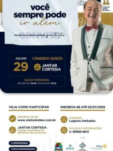 Leia mais sobre o artigo Cândido Godói recebe palestra show com Otelio Drebes e jantar gratuito no dia 29 de julho
