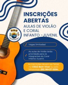 Leia mais sobre o artigo São José do Inhacorá abre inscrições para aulas de violão e Coral Infanto-Juvenil