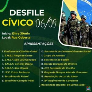 Leia mais sobre o artigo Cândido Godói realiza desfile cívico no dia 6 de setembro