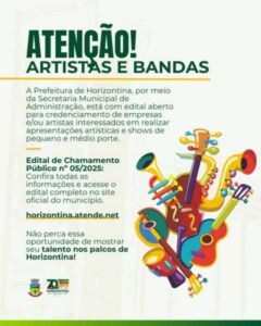 Leia mais sobre o artigo Prefeitura de Horizontina abre credenciamento para artistas e bandas locais e regionais