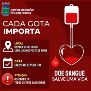 Leia mais sobre o artigo Campina das Missões convoca doadores para ação de doação de sangue em fevereiro