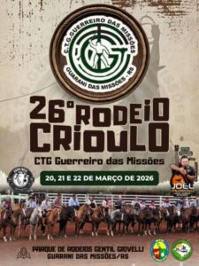 Leia mais sobre o artigo Guarani das Missões sedia o 26º Rodeio Crioulo do CTG Guerreiro das Missões neste fim de semana